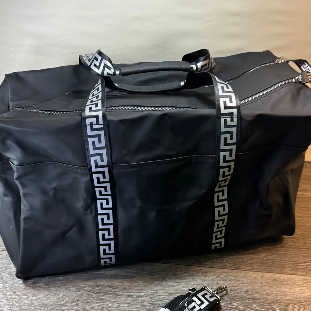 Versace Black and Gray Duffel Bag travel bag/ gym bag